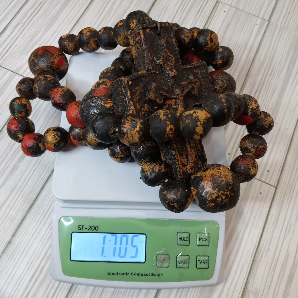 Mexican Clay Pottery Jumbo Rosary Rustic Prayer Beads Decor - Picture 7 of 7